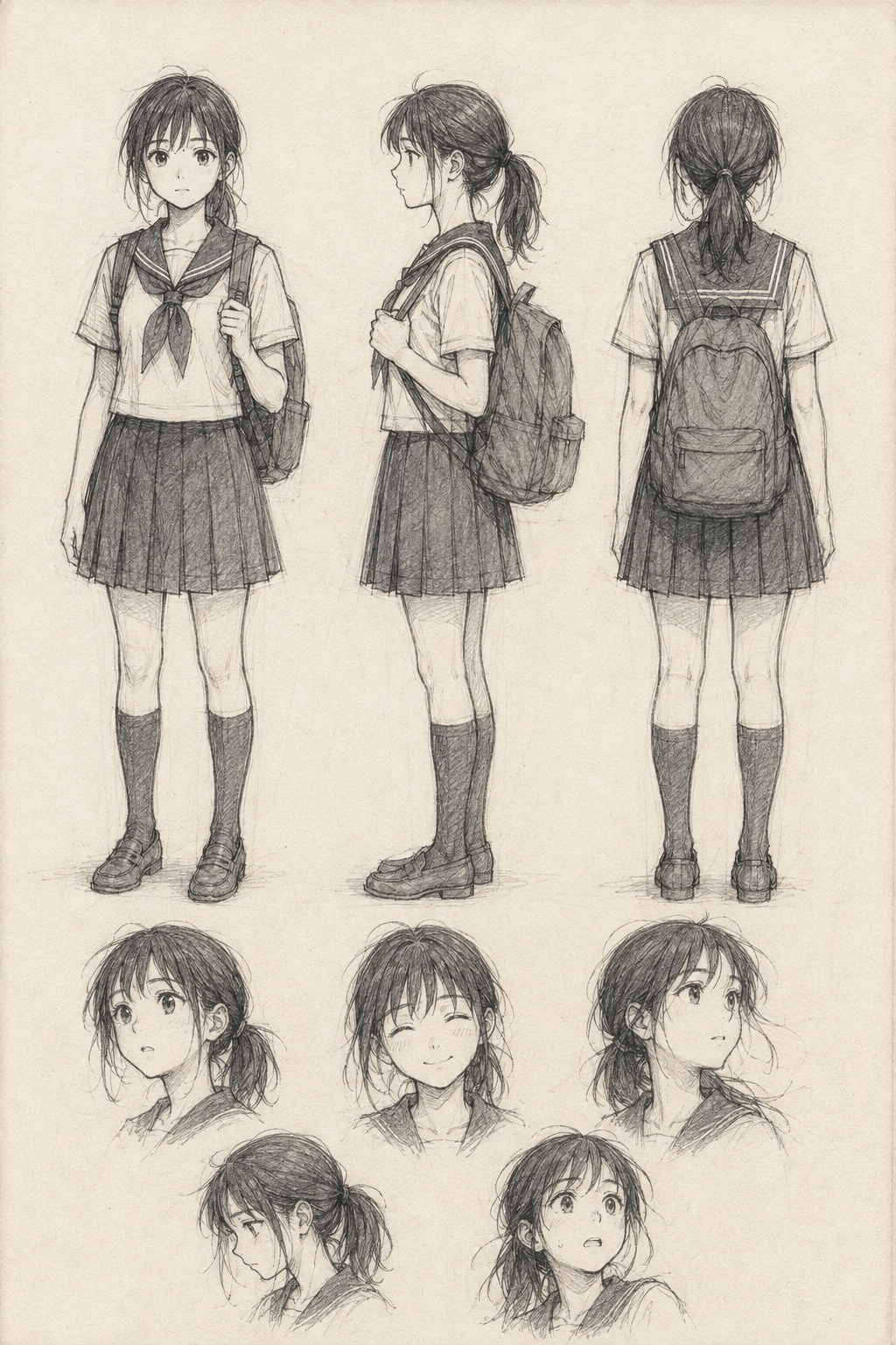 風の色の手描きキャラクター設定